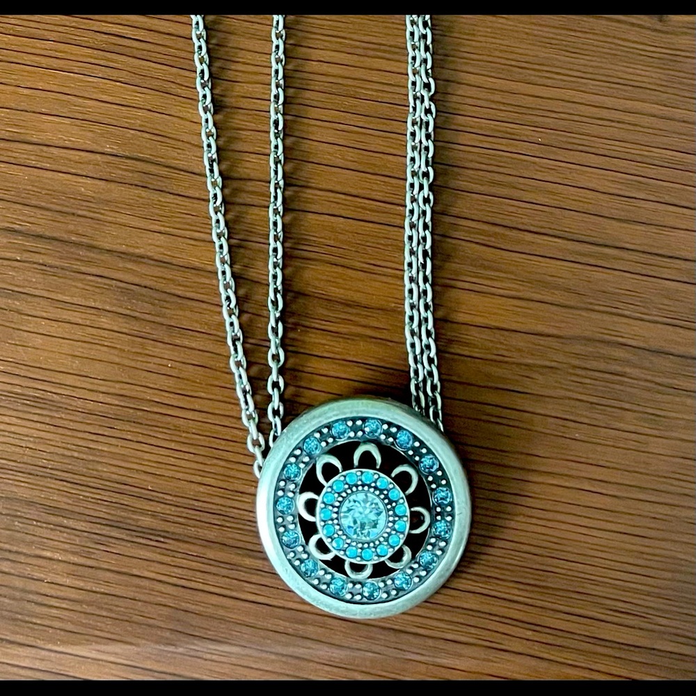Touchstone crystal Swarovski tribal disc necklace